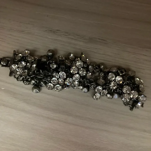 J. Crew Brushed Silver Rhinestone Bracelet - Picture 4 of 6